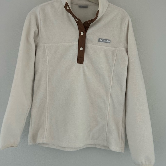 Columbia Cream Fleece Pullover with Brown Accents - Picture 1 of 2